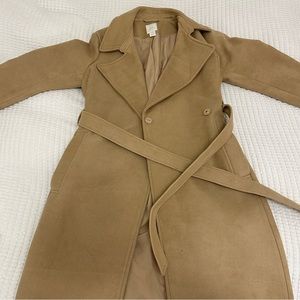 H&M Long beige pea coat with Belt.
